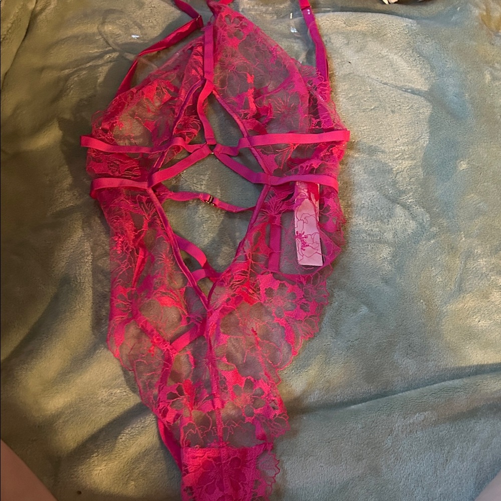Victoria's Secret Hot Pink Lace Teddy
